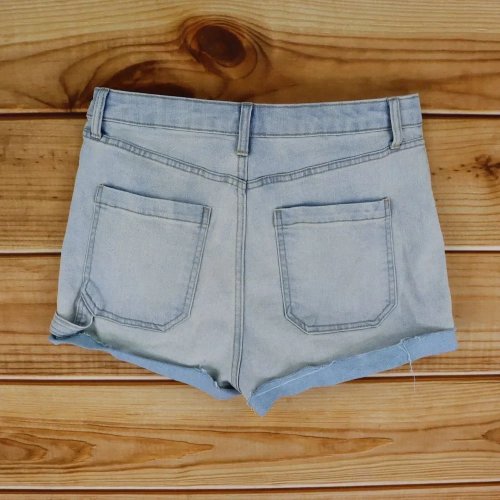 Wild Fable Jean Short Highest Rise Cuffed Womens Size 8 Faded Blue Denim Pockets